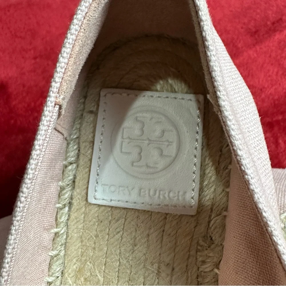 Tory Burch Pink/WhiteFlat Espadrille Size 8.5